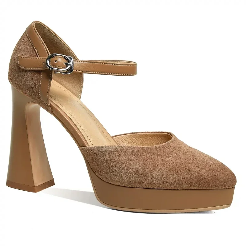 Женские туфли Мэри Джейн на квадратном высоком каблуке модные мелкой платформе