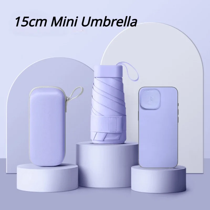 Mini Ultraviolet Umbrella 6 Ribs Sunscreen Blocks Pocket Umbrella with Storage Case Rainproof Windproof Folding Umbrellas Pocket