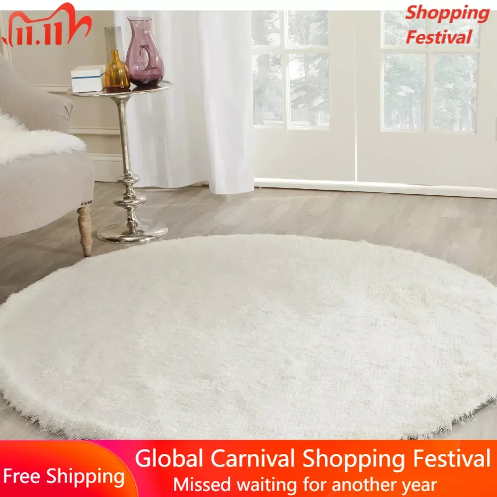 

Настенный Ковер для гостиной, Декор, цвет слоновой кости, искусственная кожа, коврики для спальни, комнатный ковер для дома, 5 'x 5' круглый