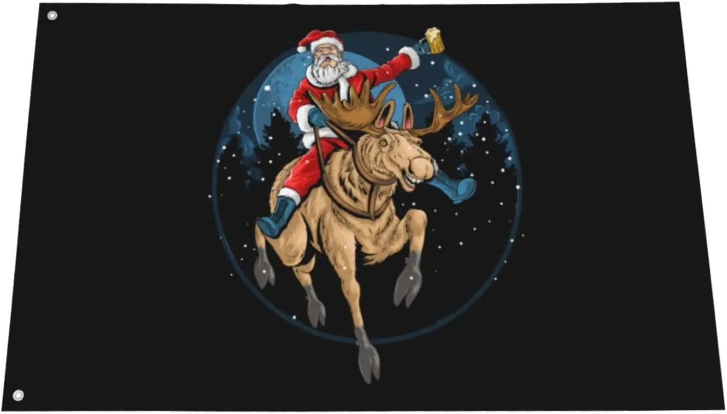 

Рождественский Поющий флаг Санта-Клауса для езды на лошади, оленей, уличные флаги, баннер для сада, вечеринки, комнатное украшение для дома