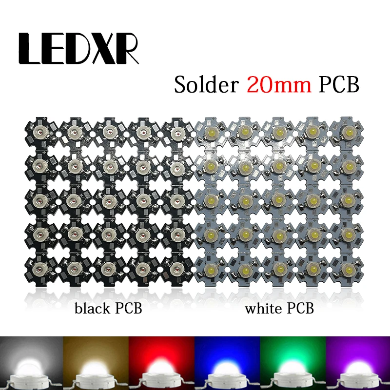 

Welding 20mm PCB 1/3/5W high power LED bulb white red green blue yellow full spectrum engineering lighting landscape lighting