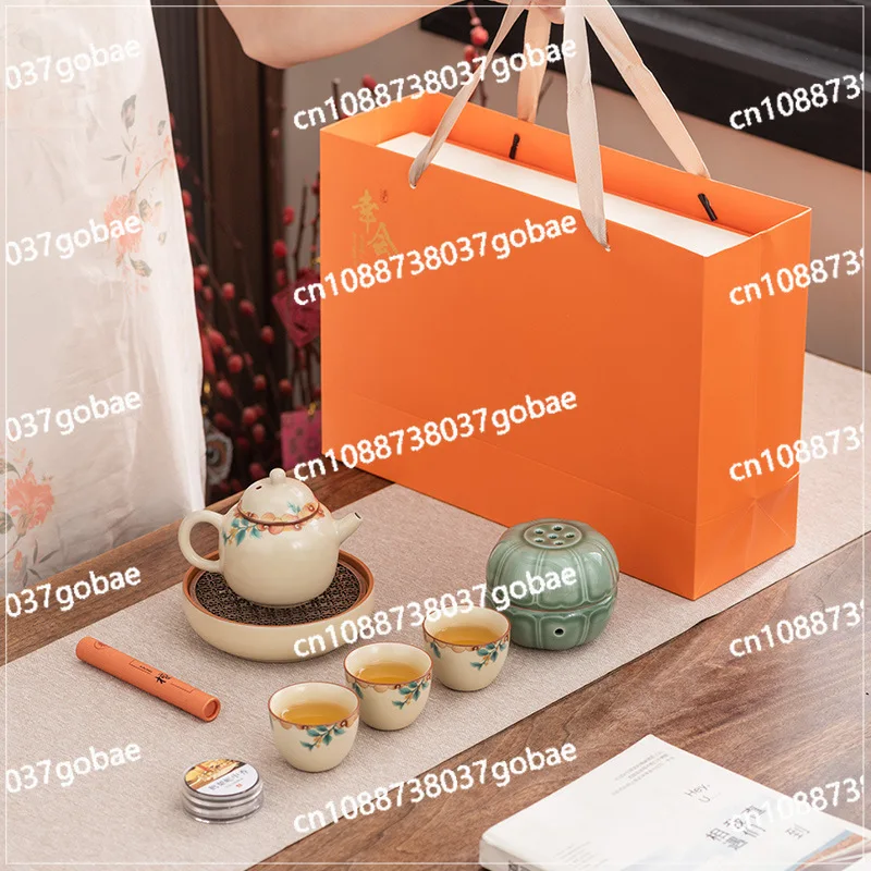 Ruyao Kung Fu Tea Set Gift Box Teapot Lid Bowl Incense Burner High-end Club Leaders Business Companion Gifts