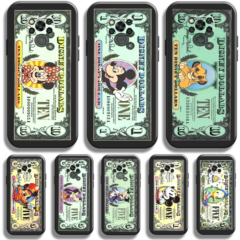 

Luxury Dollar US Mickey Mouse For Xiaomi Poco X3 GT POCO X3 Pro NFC Phone Case Silicone Cover Black Funda TPU Liquid Silicon