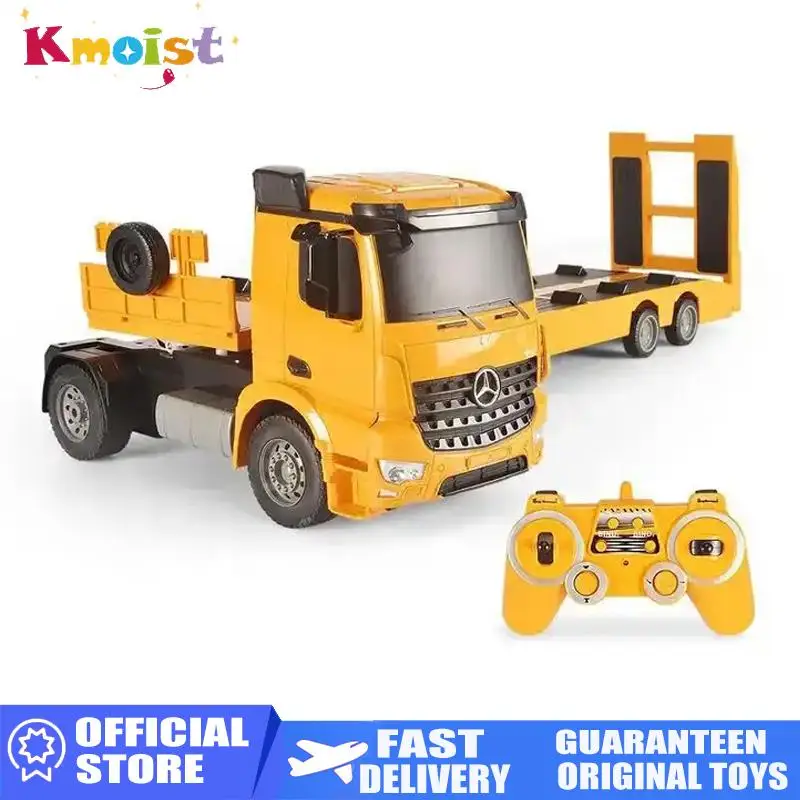 

DOUBLE E RC Trailer Truck Car Model Construction Tractor Trailer Remote Control Flipable Flatbed Vehicle Toys for Boys Xmas Gift