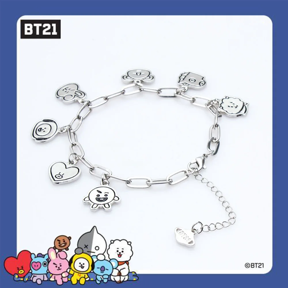 

Официальный мультяшный браслет BT21, браслет BTS, новые модные украшения для мужчин и женщин, бутиковый подарок для девушки на день рождения
