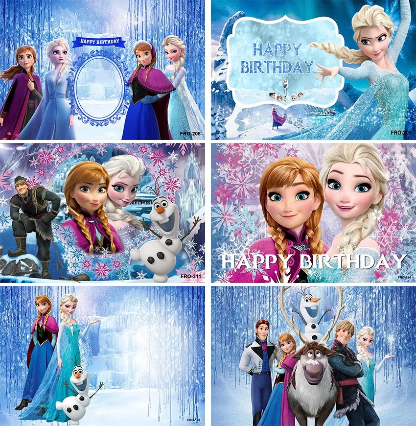 

Disney Winter Ice Frozen Snowflake Castle Backdrop Elsa Anna Snow Queen Princess Girls Birthday Party Decor Photo Background