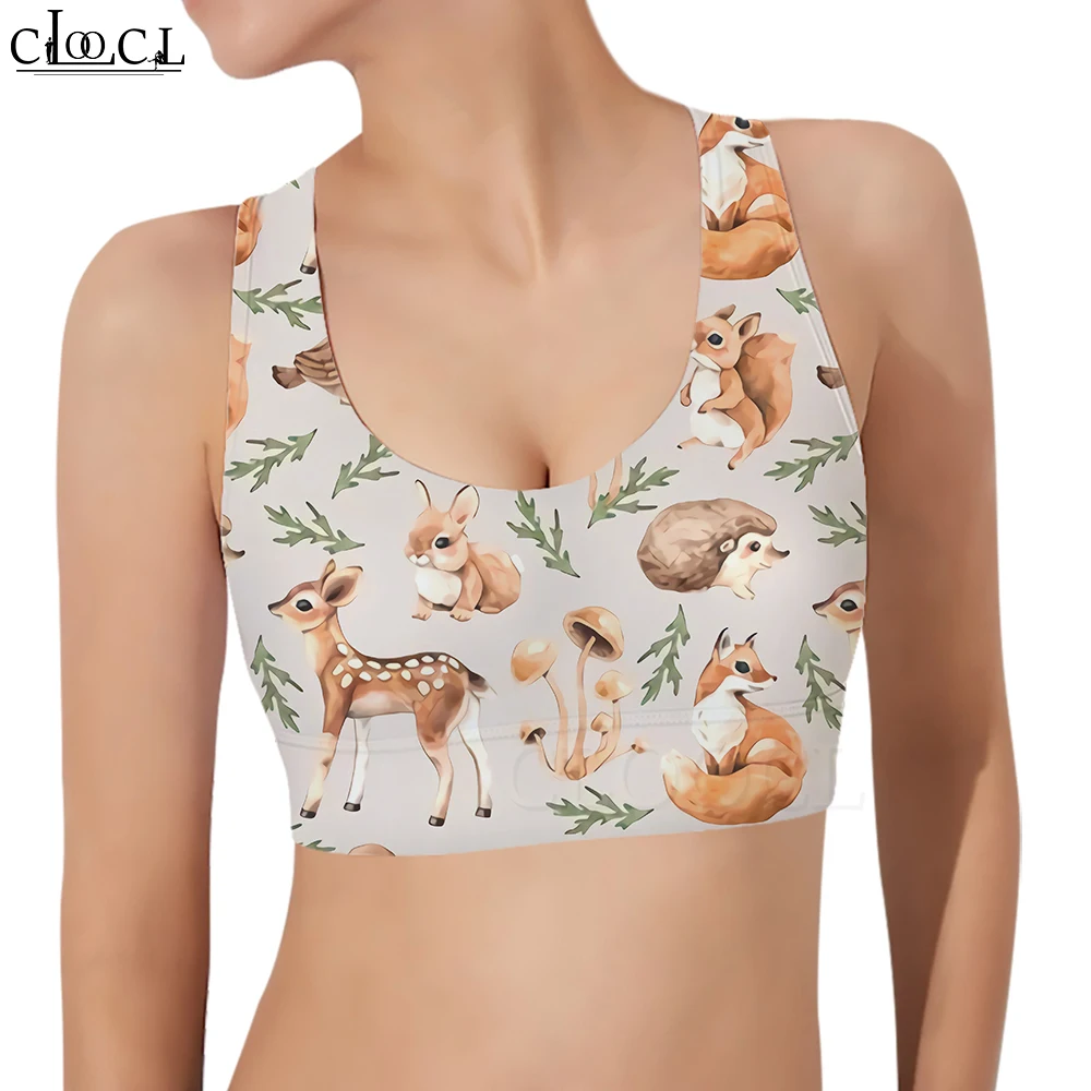 

Женский спортивный бюстгальтер CLOOCL Kawaii, дышащая Спортивная майка с 3D-принтом в виде оленей и белки