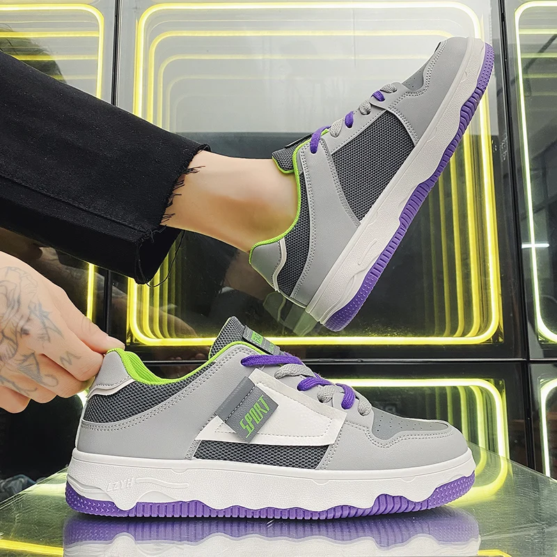 Men Fashion Sneakers Casual Shoes 2023 New Round Toe Lace-up Man Vulcanize Shoes Platform Skateboard Footwear Tenis Masculino