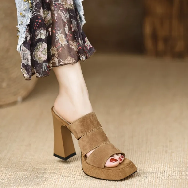 Новинка 2024 летние женские босоножки на высоком каблуке новые черные туфли очень