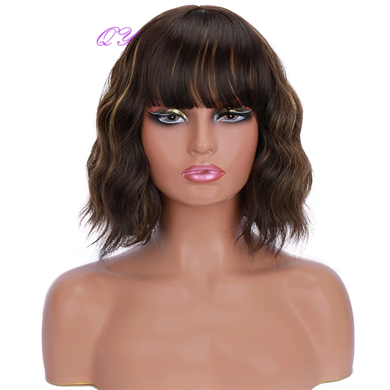 

Синтетический женский парик с короткими вьющимися волнистыми волосами