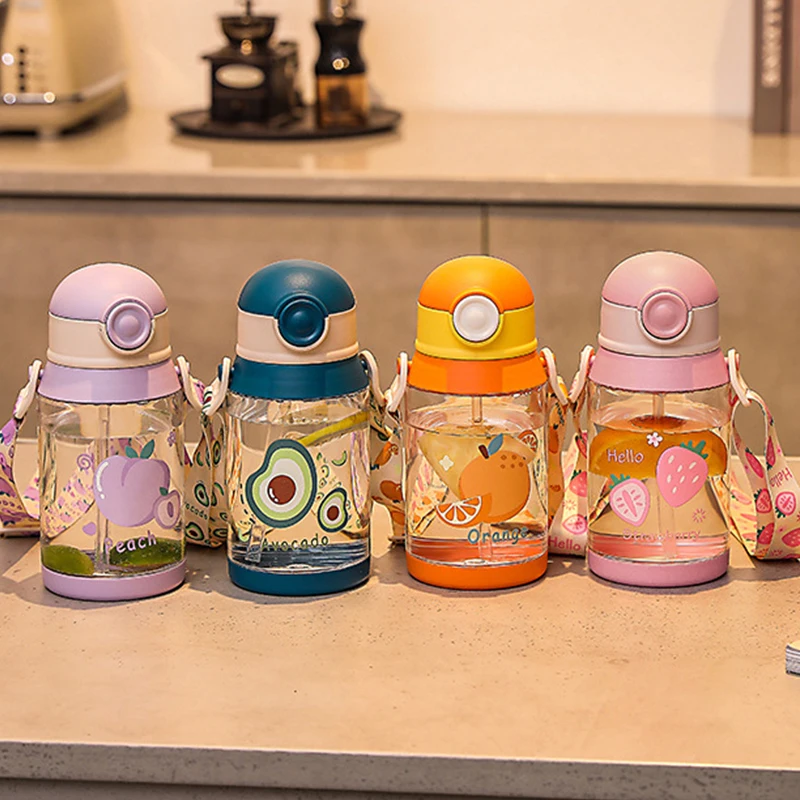 

New Summer Children's Cartoon Sippy Cups Plastic Cups Sippy Straps Large Capacity Cups Water Bottle Cute Bottle Eco Friendly Hot