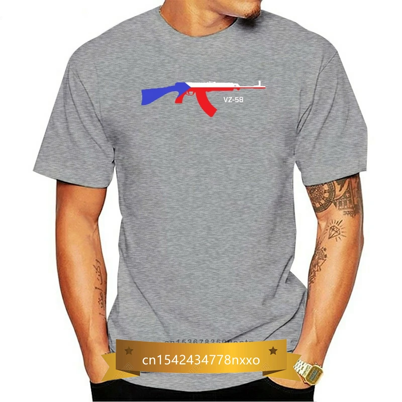

T Shirt Novelty Cool Tops Men Short Sleeve Tshirt Vz 58 Rifle With Overlayed Czech Republic Flag