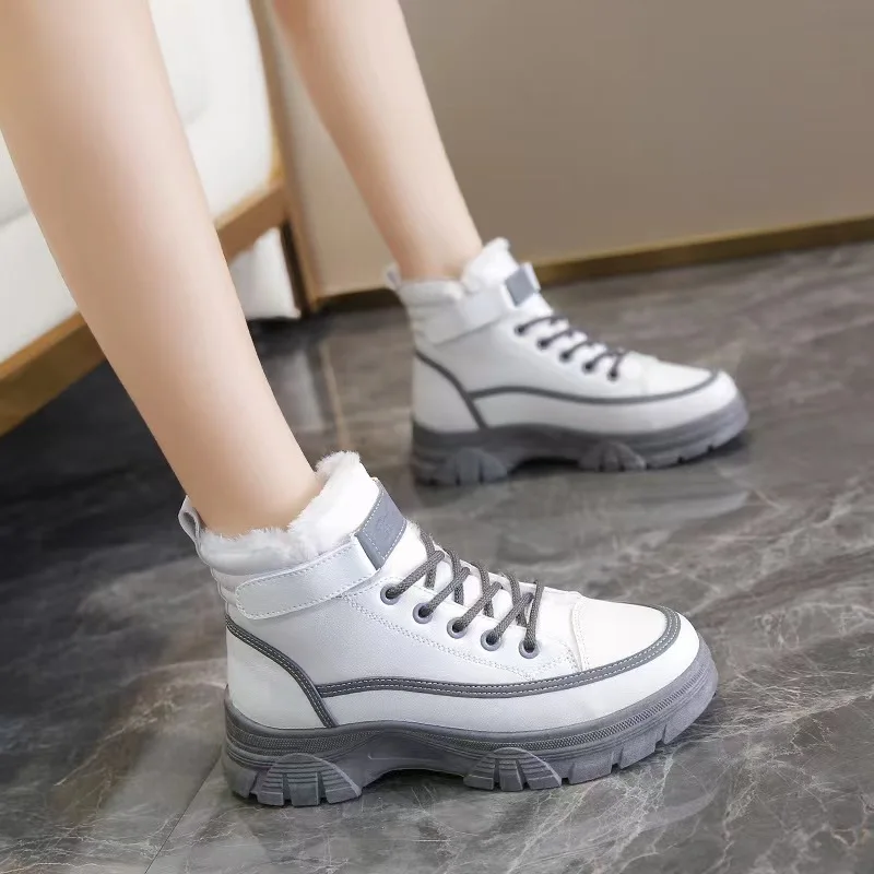 

2023 Women Winter Boots Warm Plush Velvet Ankle Snow Boots Lace Up Soft Winter Sneakers Comfortable Cotton Shoes for Women