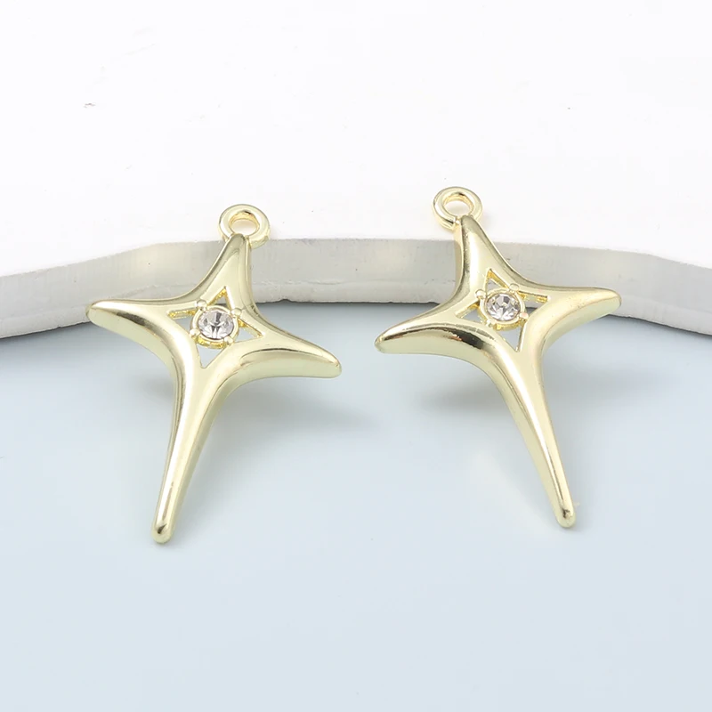 NXQXN Золотые эмалевые звёздочки шармы 10 шт