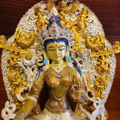 Зеленая Тара чистая медь тибетское мастерство 1 фута высота 33 см статуя Будды