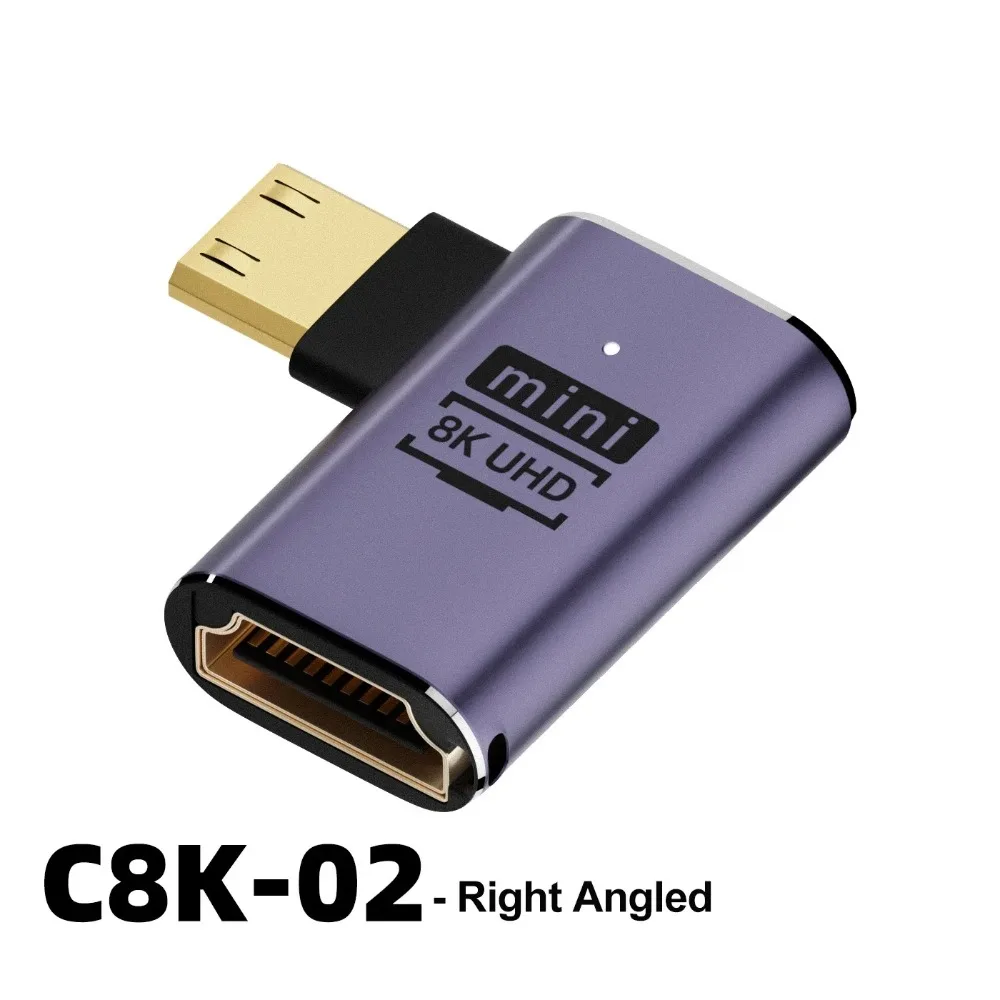 Фото Адаптер, совместимый с HDMI 8K, угловой коннектор 90/270 градусов (штекер-гнездо), мини/микро HDMI-совместимый удлинитель-коннектор №4