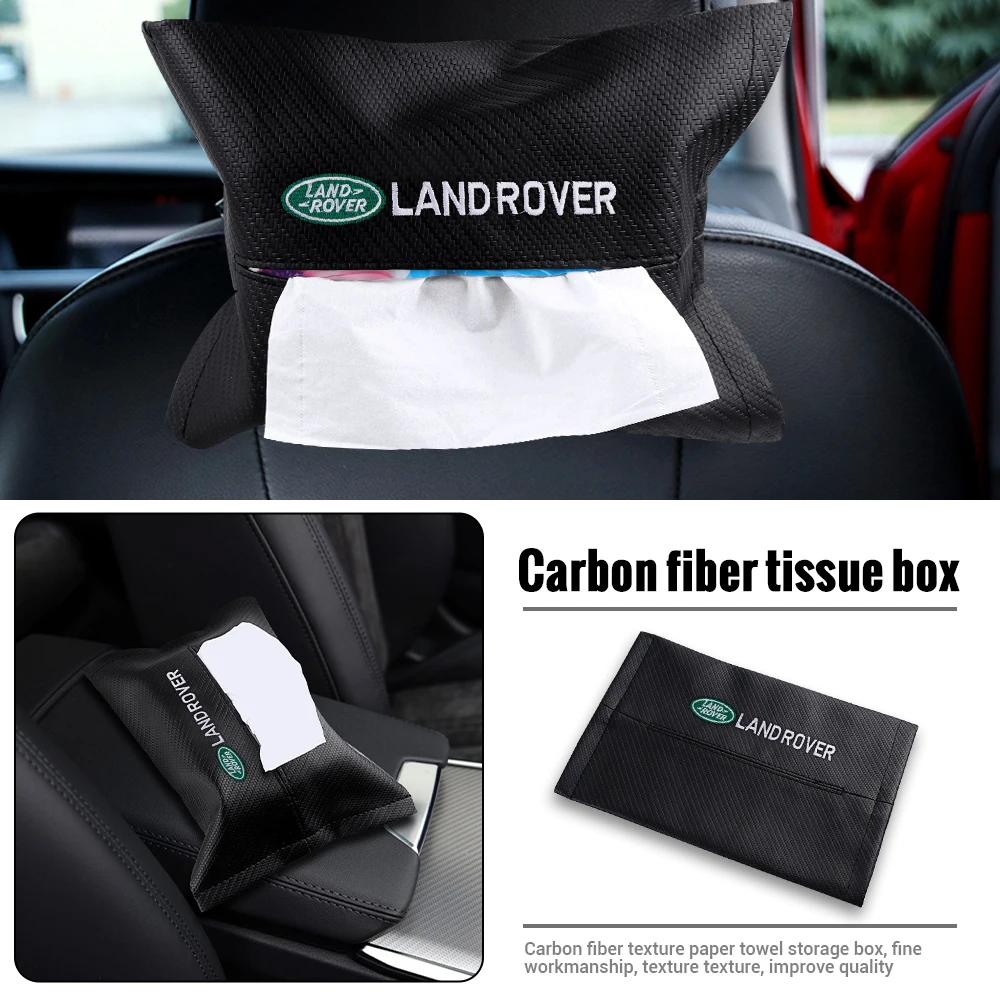

1pc Car Seat Tissue Box Holder Tissue Case Car Interior Accessories For LandRover Utogiography Supercharged Discovery Velar SVR
