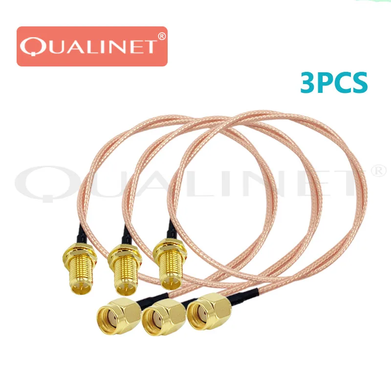 

QUALINET 3Pcs SMA Connector RG 316 Extension Cable RP SMA M to RP SMA F Coaxial Cable Antenna for Tools Wifi Adapter Audio Jack