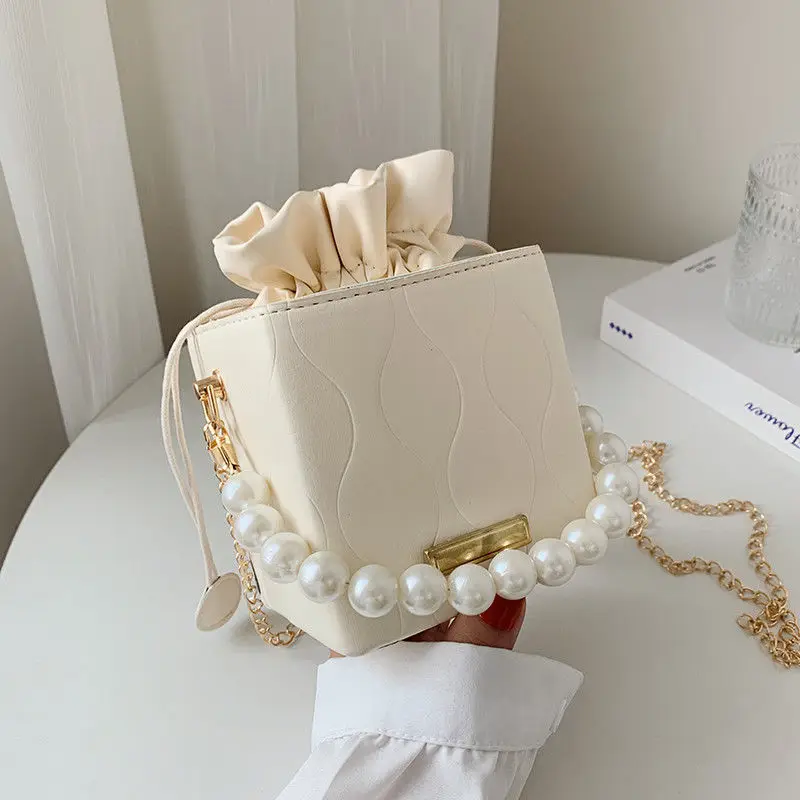 

Xiuya White Crossbody Bags Female 2022 Korea Fashion Summer Casual All-match Luxury Pearl Chain Shoulder Bags for Women
