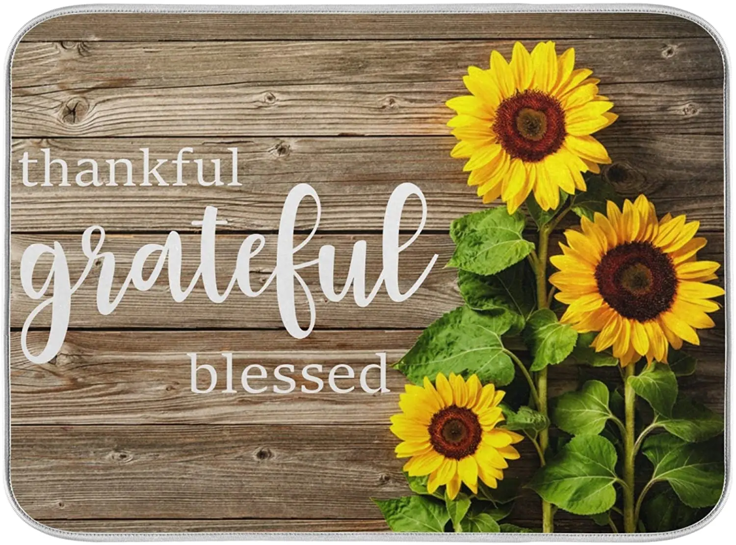 

Sunflower Dish Drying Mat Absorbent Thanksgiving Grateful Blessed Microfiber Dishes Pad for Kitchen Counter Decor 18x24 Inch