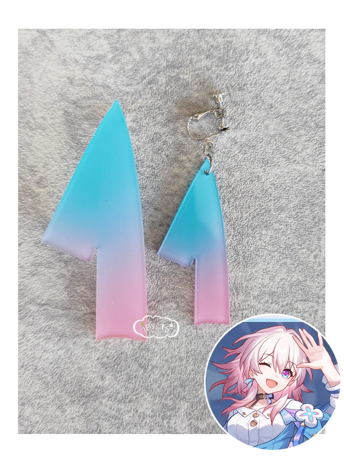

Anime Honkai: Star Rail March 7th Cospaly Exquisite Earclip Earrings Costume Ear Studs Accessories Game Jewelry Props Gift