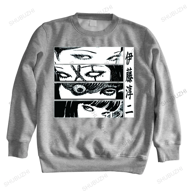 

Толстовка с японскими комиксами Junji Ito Eyes, свитшот для мужчин и женщин, толстовка из чистого хлопка, Черная Мужская толстовка в стиле супер-хи...
