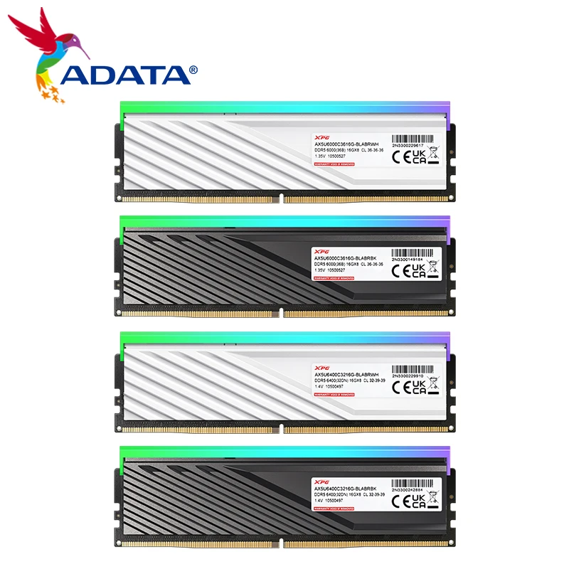 

Память ADATA RGB DDR5 Lancer Blade, ОЗУ черного и белого цвета, частота 6000 МГц/6400 МГц, быстрее и стабильнее, Высококачественные Гранулы