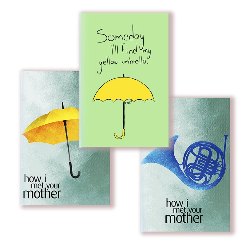 

A5 Notebook Funny TV How I Met Your Mother Writing Note Book Graph Yellow Umbrella Blue French Horn Love Quote I MEET YOU Diary