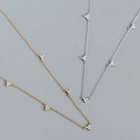 three zircon design necklace silver chain 925 for women geometry gothic designer popular anniversary fine jewelry 2022 luxury