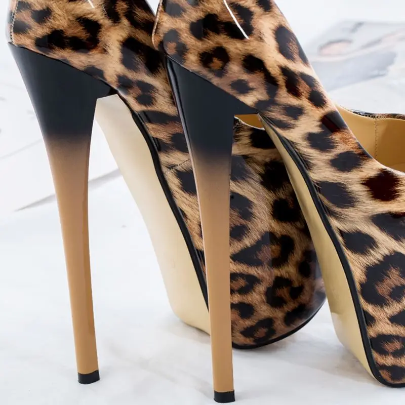 Женские туфли-лодочки с леопардовым принтом на высоком каблуке 19 см | Обувь