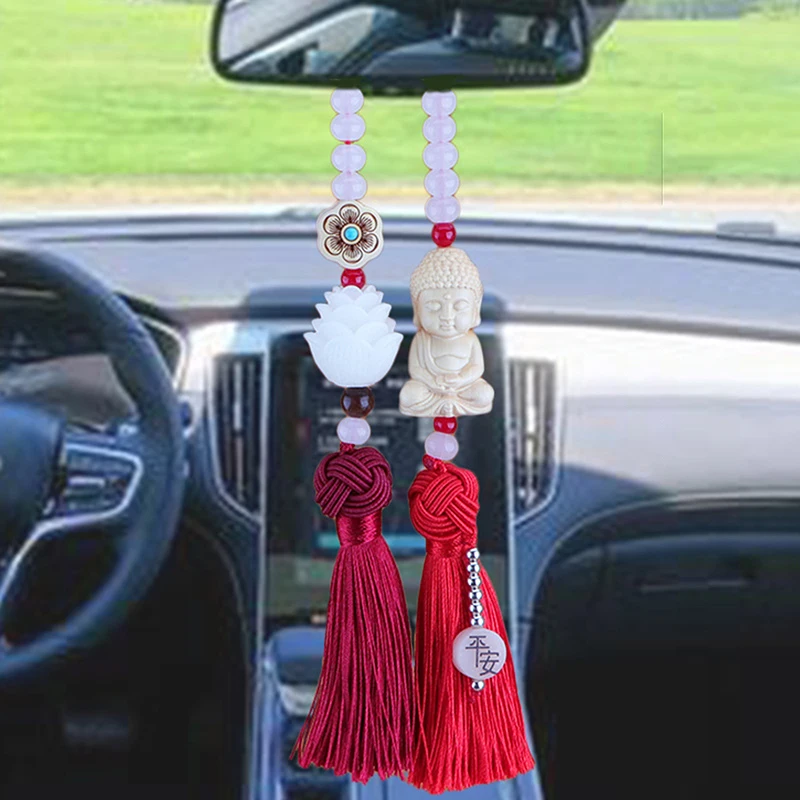 Huangyangmu Голова Будды Белый Нефритовый Автомобильный Кулон Модный Декор Интерьера