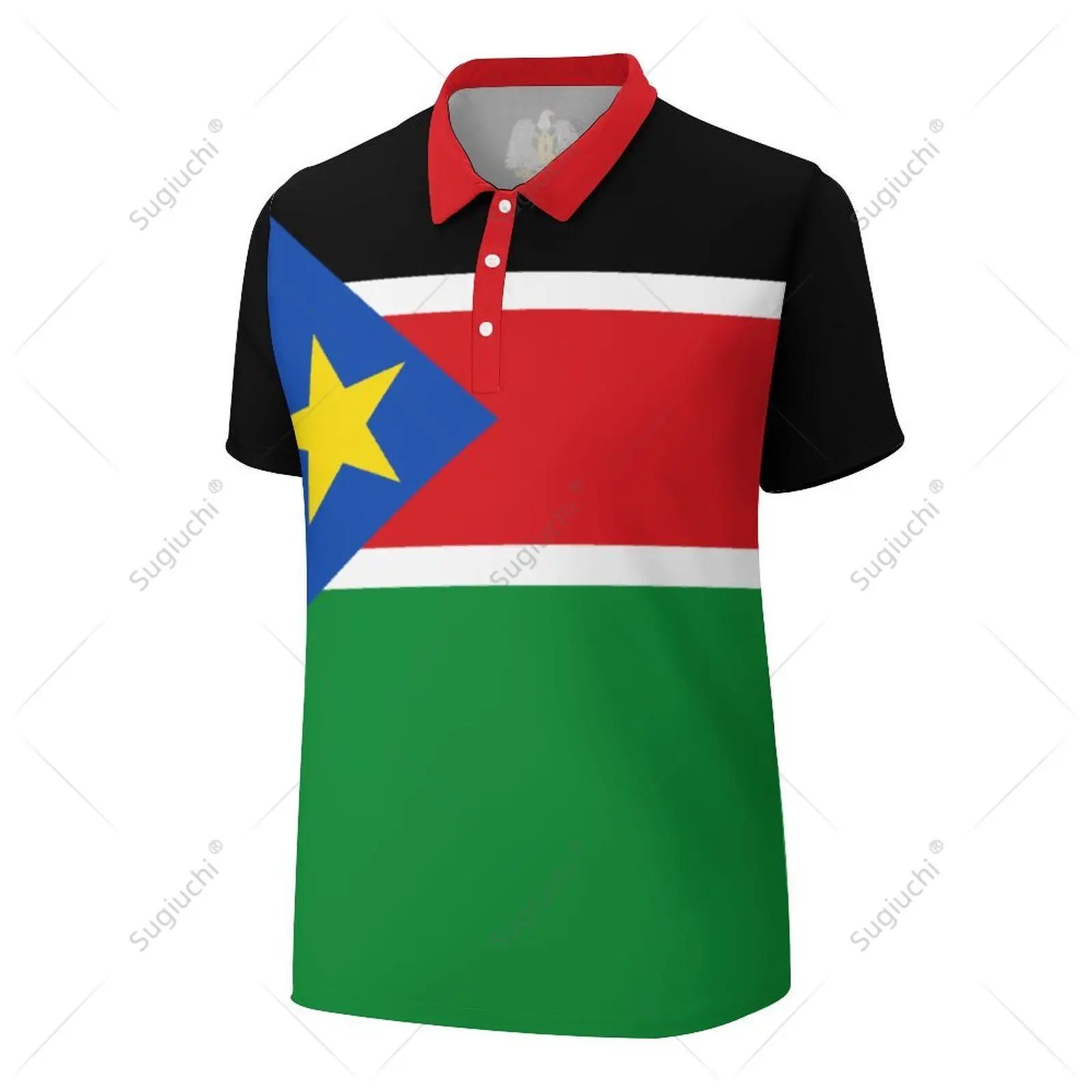 Рубашка-поло унисекс Мужское поло с 3D-принтом флага Южного Судана модная одежда