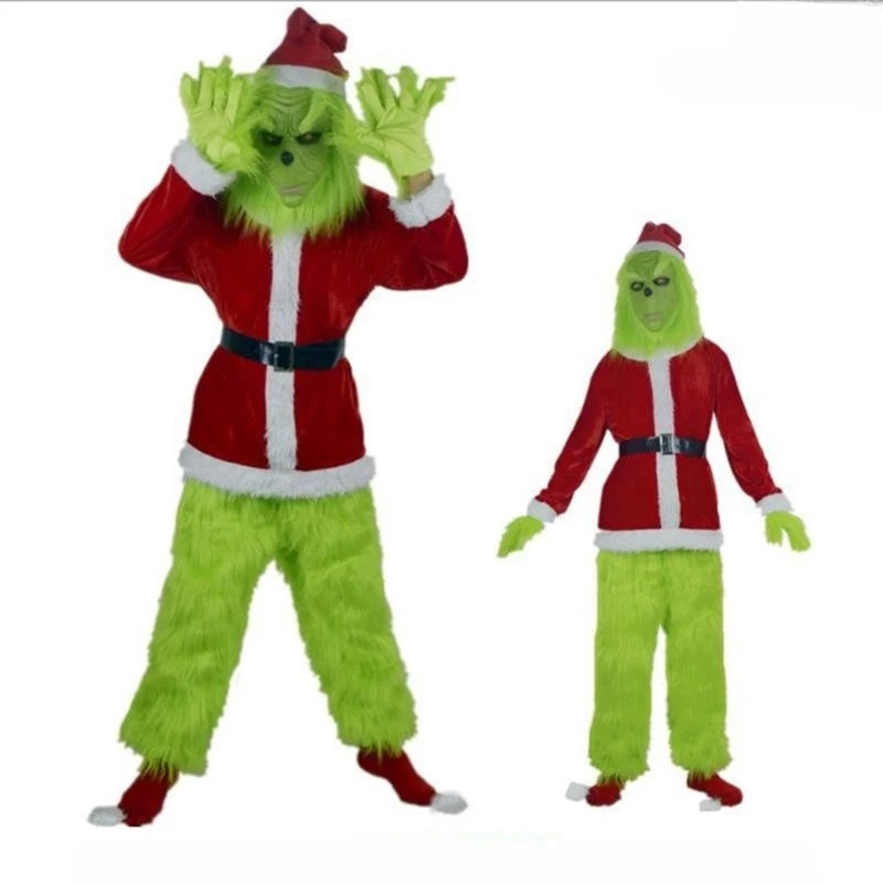 Santa Claus Halloween Green Haired Monster Cosplay Suit Party Costume