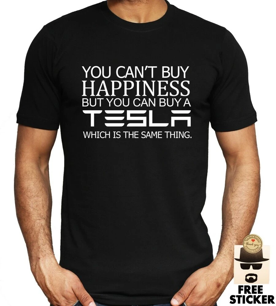 

Tesla T-Shirt Cant Buy Happiness Funny Men Elon Musk Car Gift Tee Top S - 4Xl