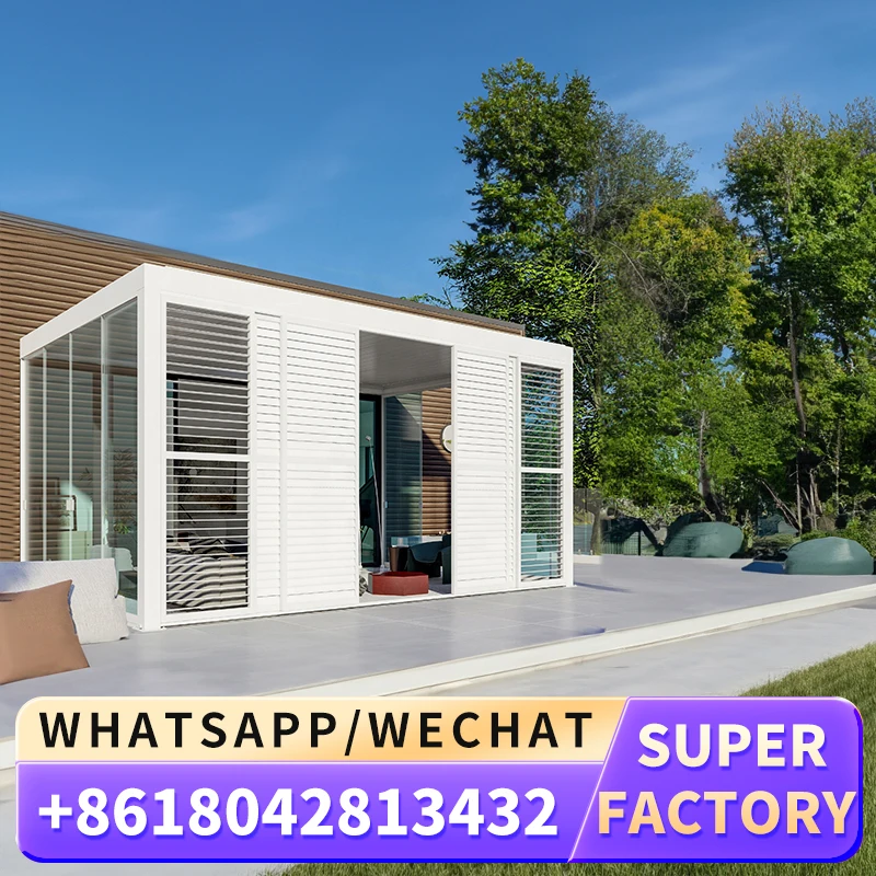 Ручная Жалюзийная алюминиевая беседка современного дизайна с регулируемой