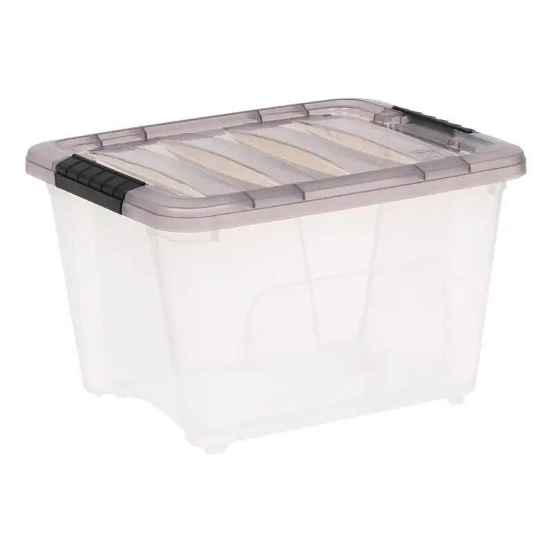 

19 кварт стек и тяга™Прозрачный пластиковый ящик для хранения с пряжками, серый цвет