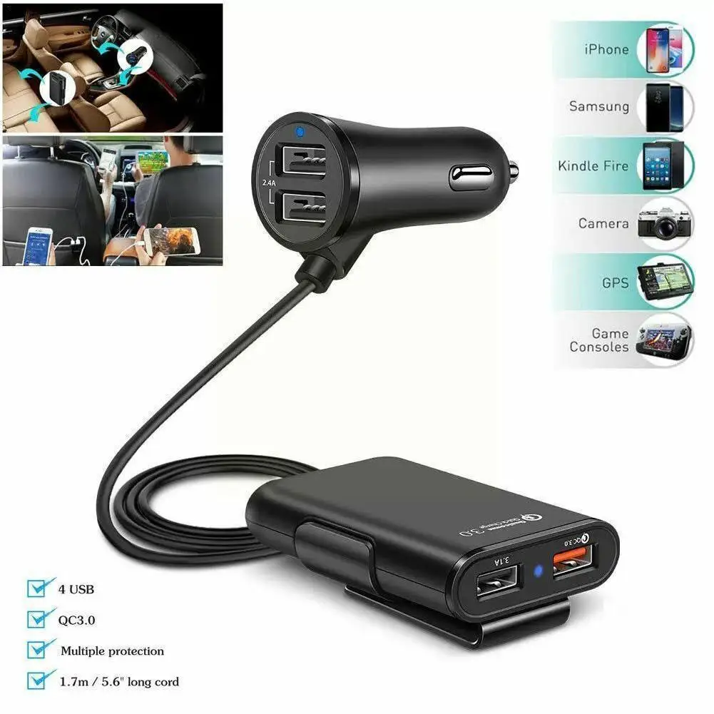 

Многофункциональное автомобильное зарядное устройство USB QC3.0 для автомобильного прикуривателя, универсальное быстрое зарядное устройство...