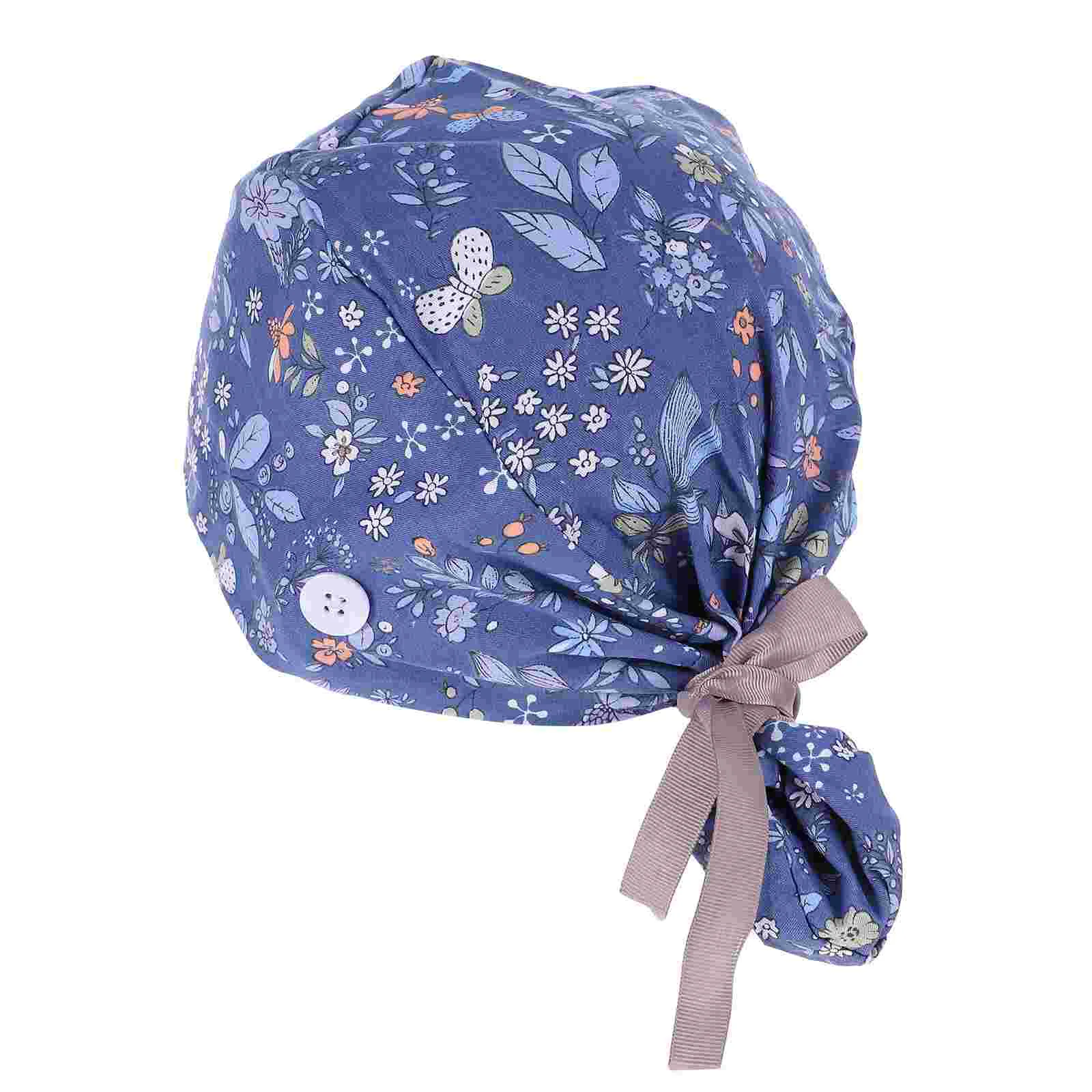 

Turban Long Hair Button Adjustable Operating Room Hat Working Cap Cotton Bouffant Creative Nurse