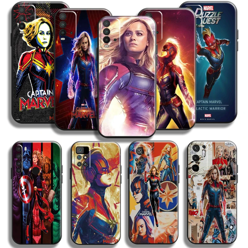 

Avengers Captain Marvel Phone Case For Xiaomi Redmi Note 11 11S 11T 10 10S 9 9S Pro 5G Redmi 10 9 9A 9T 9C Liquid Silicon Coque