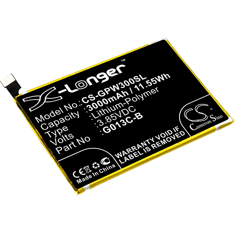 

CS 3000mAh / 11.55Wh battery for Google G013C, Pixel 3 XL, Pixel XL 3 823-00086-01, G013C-B