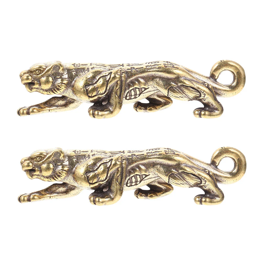 

2Pcs Decorative Tiger Figurine Copper Craft Tiger Tabletop Decor Delicate Decor