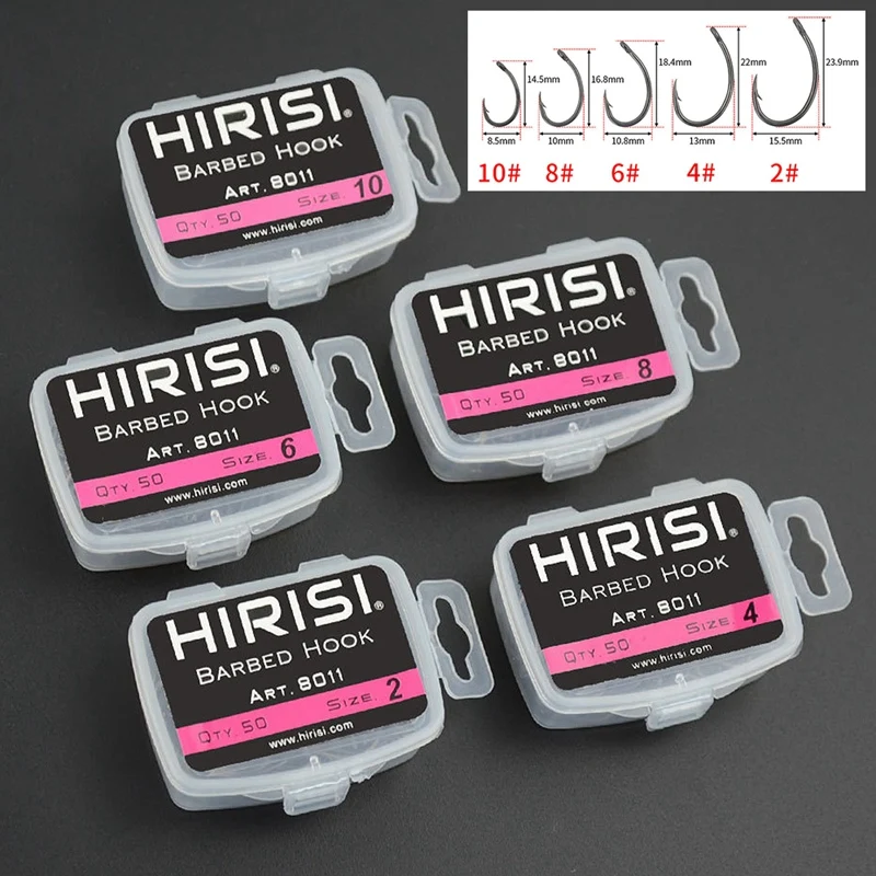 

Hirisi 100Pcs Coating High Carbon Stainless Steel Barbed Hooks Carp Fishing Hooks Pack With 8011