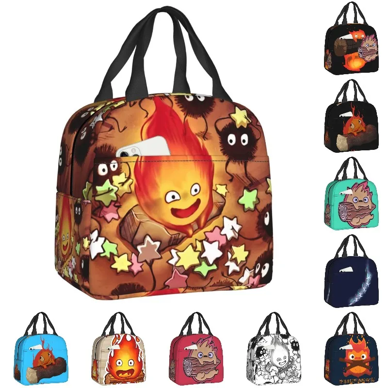 

Howl's Moving Castle Ghibli Studio Insulated Lunch Bags for Women Calcifer Anime Miyazaki Portable Cooler Thermal Food Lunch Box