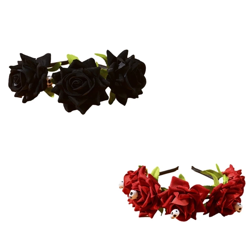 

Women Halloween Headband Simulated Flower Shape Hairband Gothic Style Hairband
