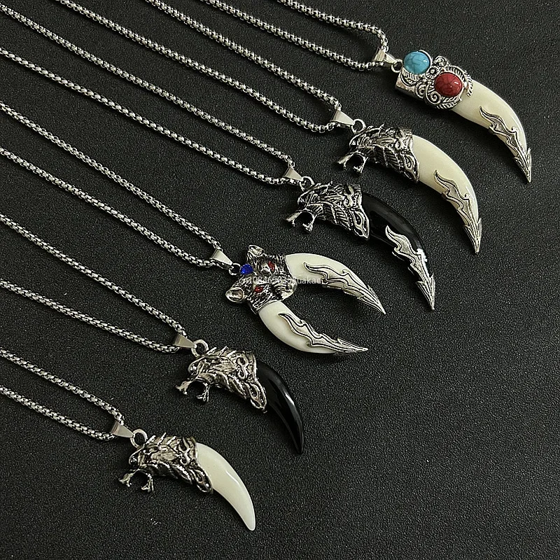 Ожерелья с подвеской в виде головы дракона стиле панк для мужчин цепочка из