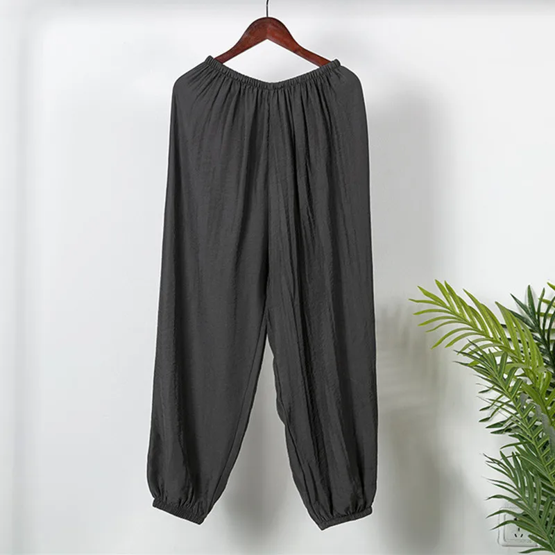 Fdfklak Loose Ice Silk Lantern Trousers Women Pajamas Pant Spring Autumn Sleepwear Pants Korean Sleep Bottoms Outside Wear