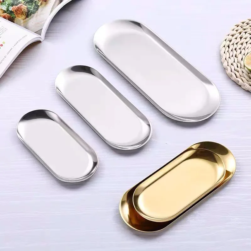 

Stainless Steel Gold Dining Plate Dessert Plate Nut Fruit Cake Tray Snack Kitchen Plate Western Steak Kitchen Plate Dish