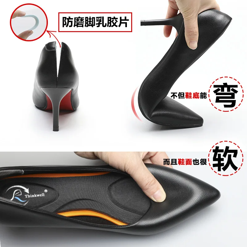 Spring Autumn Black 3cm/5cm/7cm Stiletto Heel OL Pumps Women Shoes Shallow Genuine Leather Office Ladies Shoes EU Size 34-41