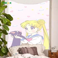 anime tapestry kawaii sailor moon wall hanging girl kids bedroom fairy cartoon dorm cute aesthetic modern home decor accessories