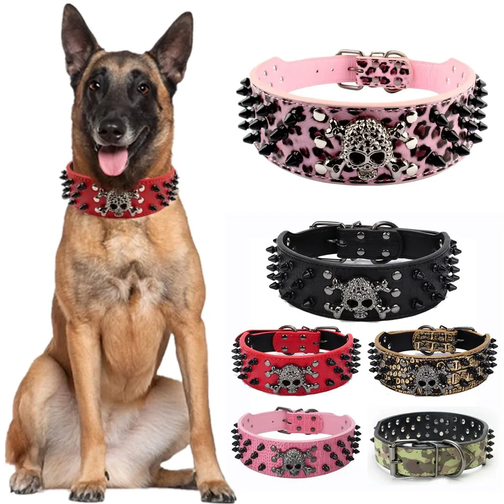 

Fashion Personality Dog Collar Skull Rivet Decorative Dog Collar Pet Accessories Best Choice for Medium and Large Dogs S-XL